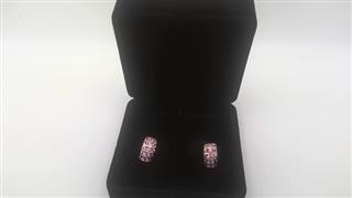 Pink Sapphire Gold-Stone Earrings 14K Yellow Gold 2.52g